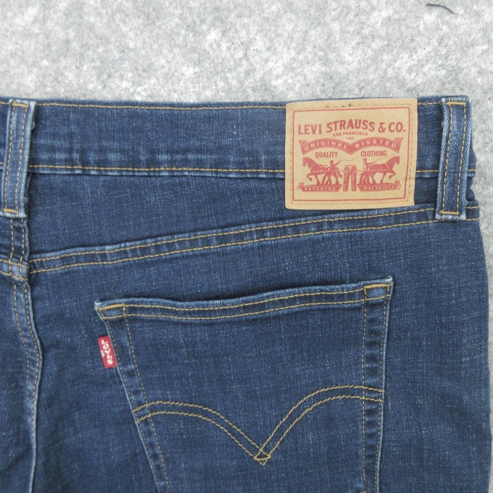 Levis Boyfriend Jeans Womens 32 Blue Dark Wash Stretch Denim Slim Fit Pants - Picture 11 of 12